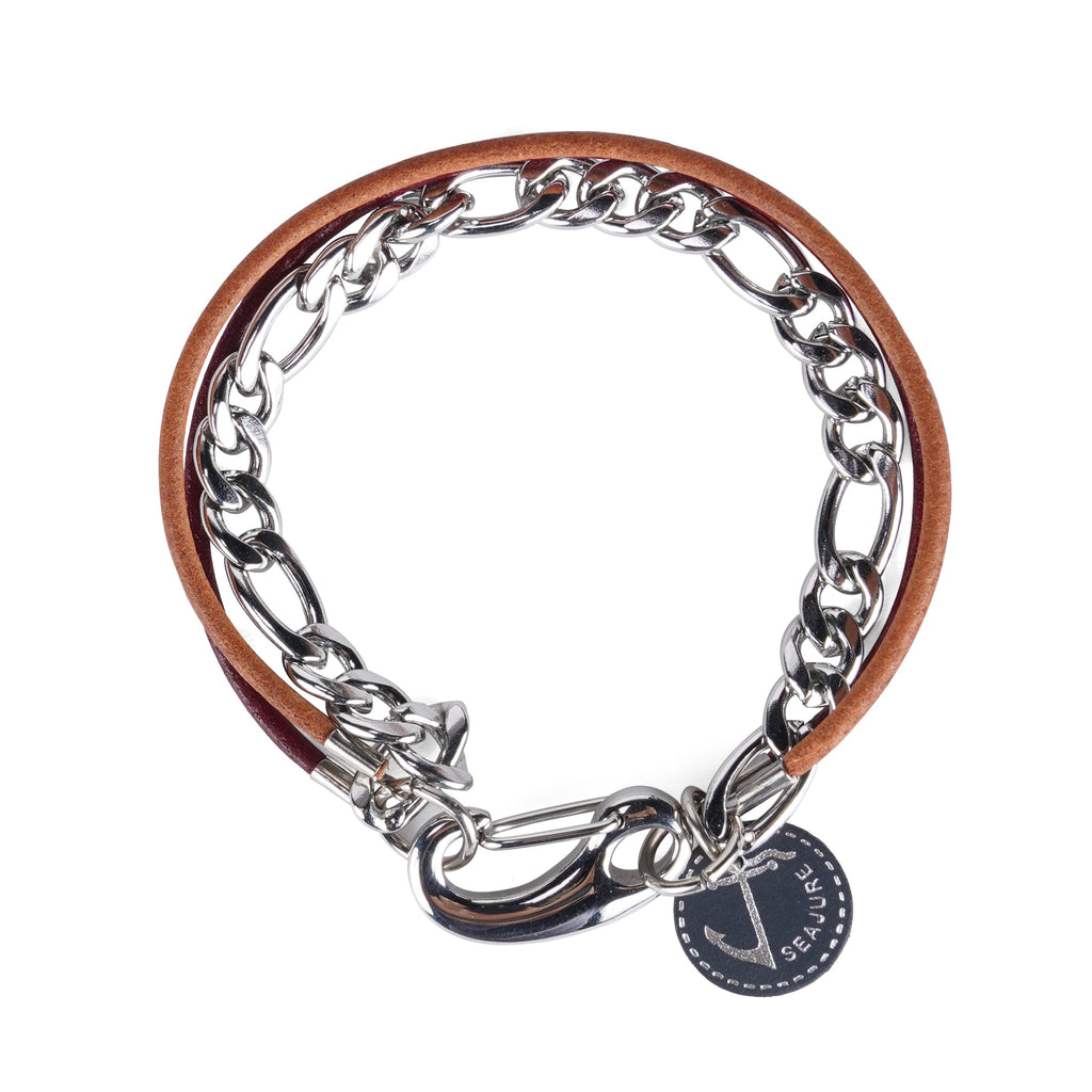 Pulseira Náutica em Pele e Aço Guam (2)