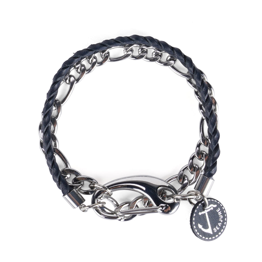 Pulseira Náutica em Pele e Aço Flores (2)