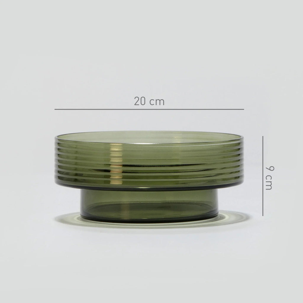 Set de 3 Portavelas de Vidrio Soplado Glow Together | Verde Ahumado