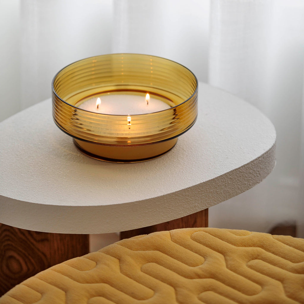 Conjunto de 3 castiçais de vidro soprado Glow Together mostarda (5)