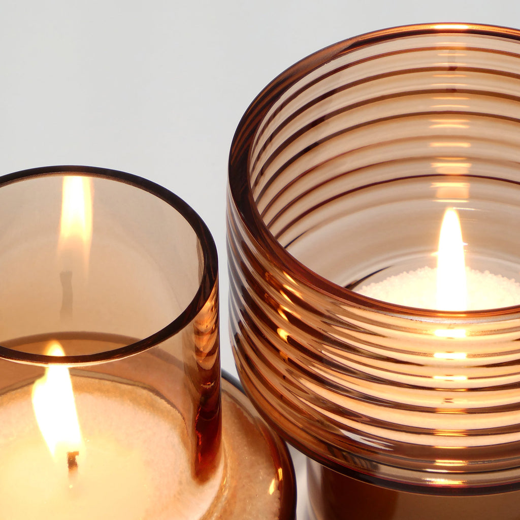 Lot de 2 Bougeoirs en Verre Soufflé Glow Together | Mocha Mousse
