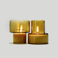 Conjunto de 2 castiçais de vidro soprado Glow Together mostarda, feito à mão em Portugal