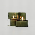 Conjunto de 2 castiçais de vidro soprado Glow Together verde fumado, feito à mão em Portugal