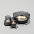 Conjunto de 3 castiçais de vidro soprado Glow Together fumado, feito à mão em Portugal