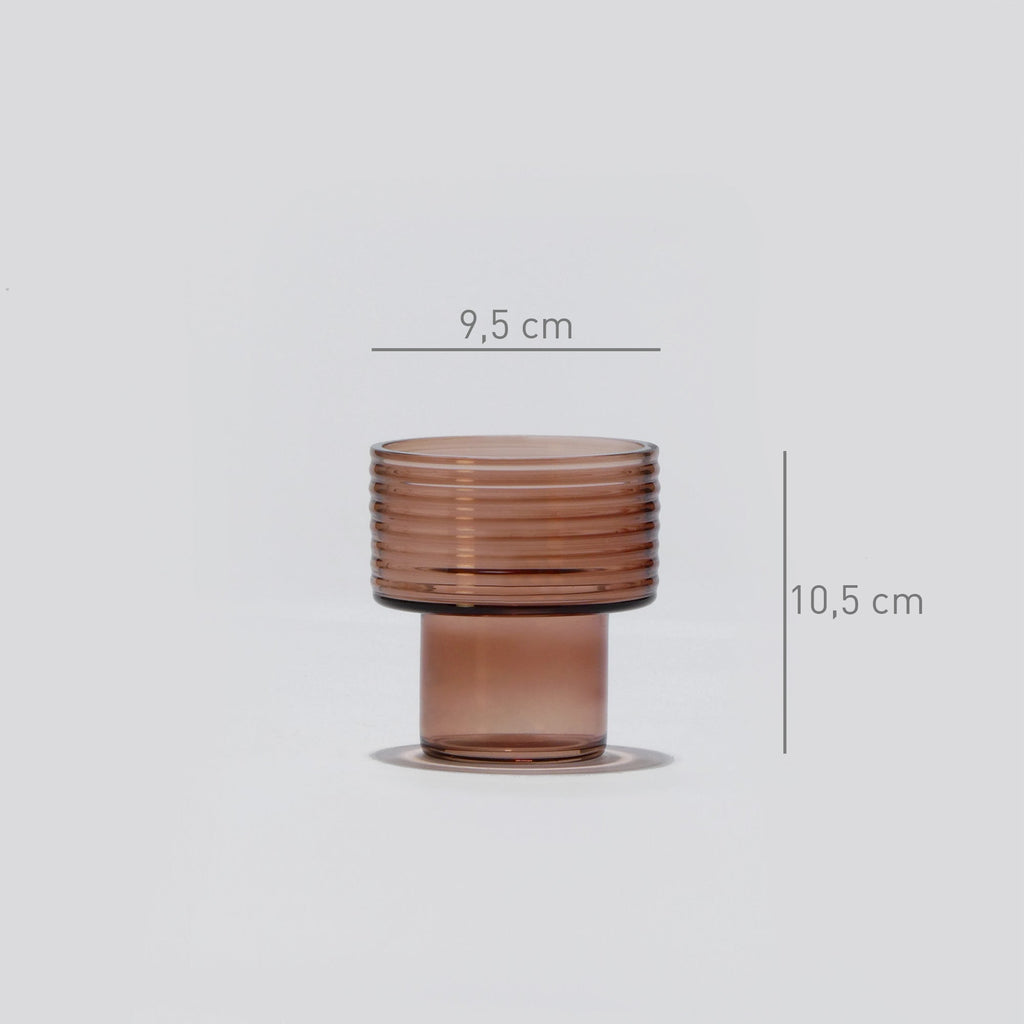 Castiçal de vidro soprado Glow Together pequeno alto mocha mousse (7)