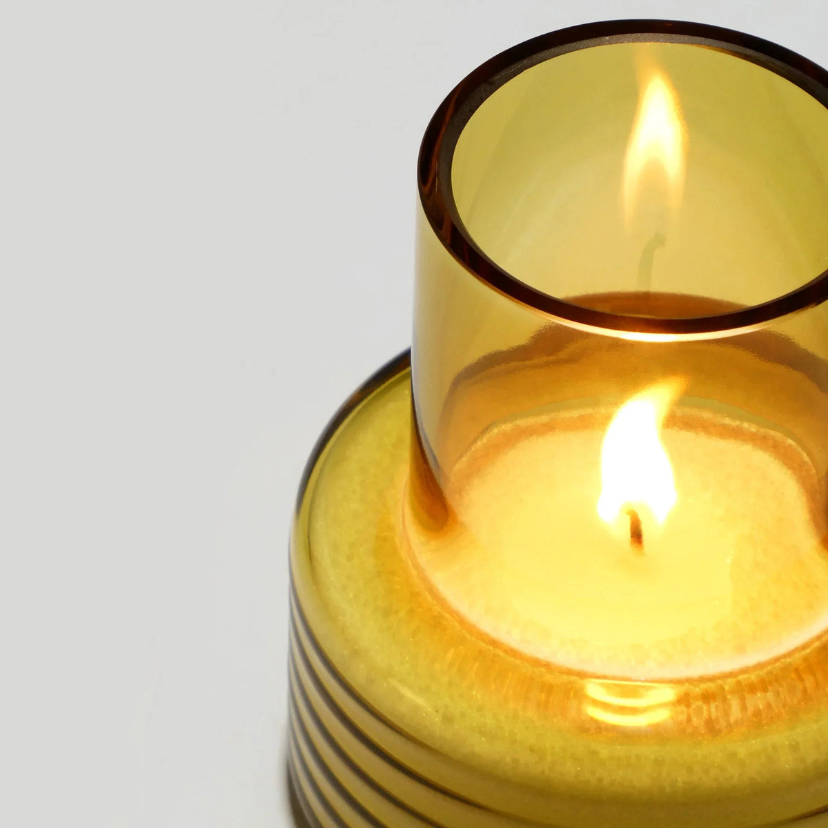 Conjunto de 3 Portavelas de Vidrio Soplado Glow Together | Mostaza