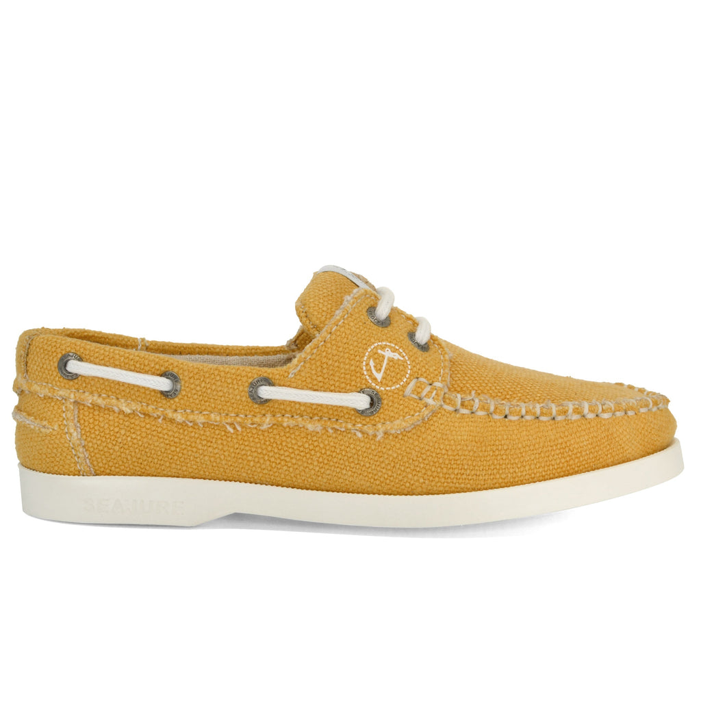 Sapatos de Vela Veganos em Cânhamo Saharun Mostarda, feitos à mão em Portugal