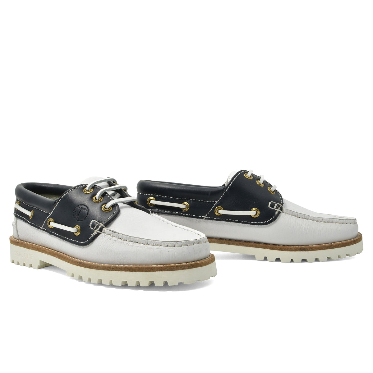 Sapatos de Vela de Mulher Zagare Branco e Azul-Marinho (2)