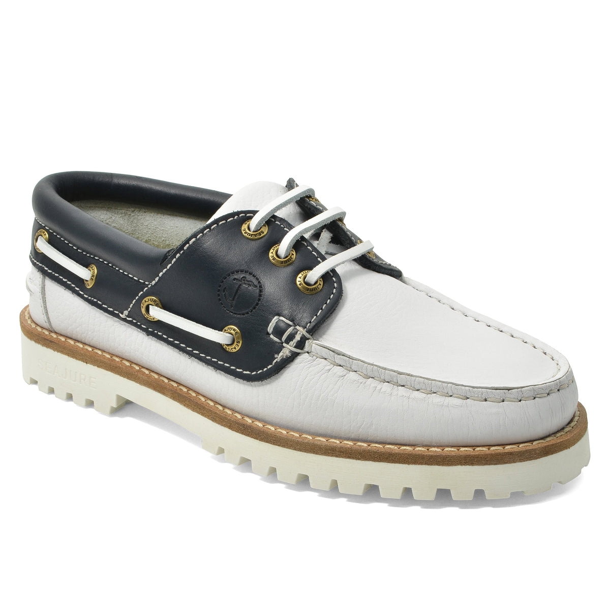 Sapatos de Vela de Mulher Zagare Branco e Azul-Marinho (3)