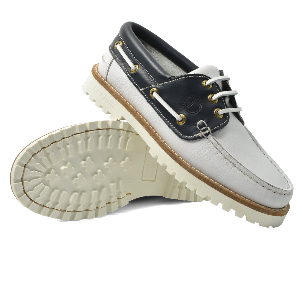 Sapatos de Vela de Mulher Zagare Branco e Azul-Marinho (4)