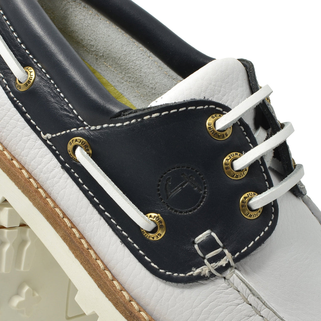 Sapatos de Vela de Mulher Zagare Branco e Azul-Marinho (5)