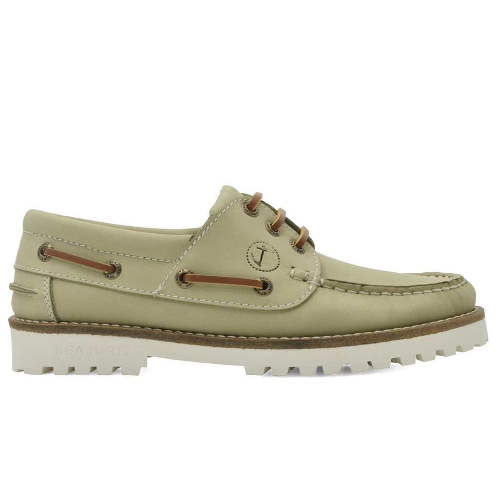 Sapatos de Vela de Mulher Kvalvika Verde-Sálvia, feitos à mão em Portugal