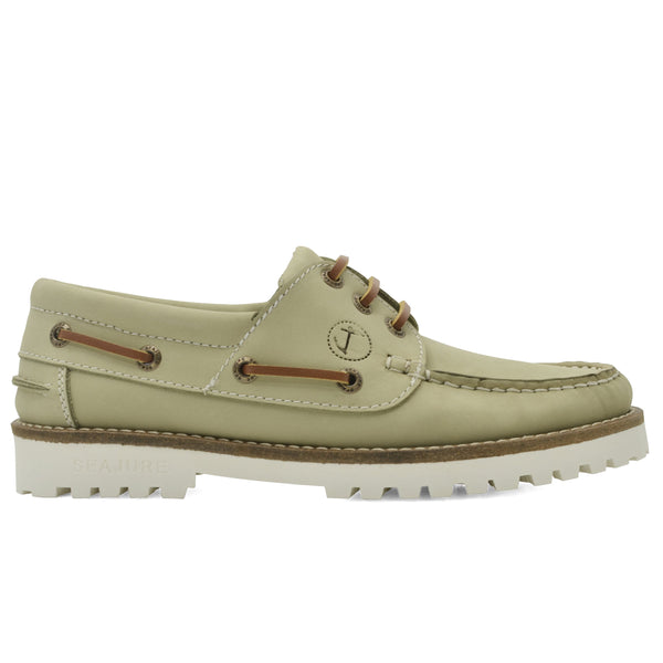 Sapatos de Vela de Mulher Kvalvika Verde-Sálvia, feitos à mão em Portugal