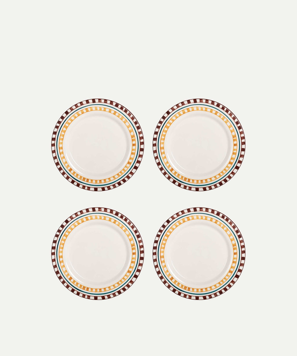 Set de 4 Platos Llanos Pintados a Mano | Charlotte