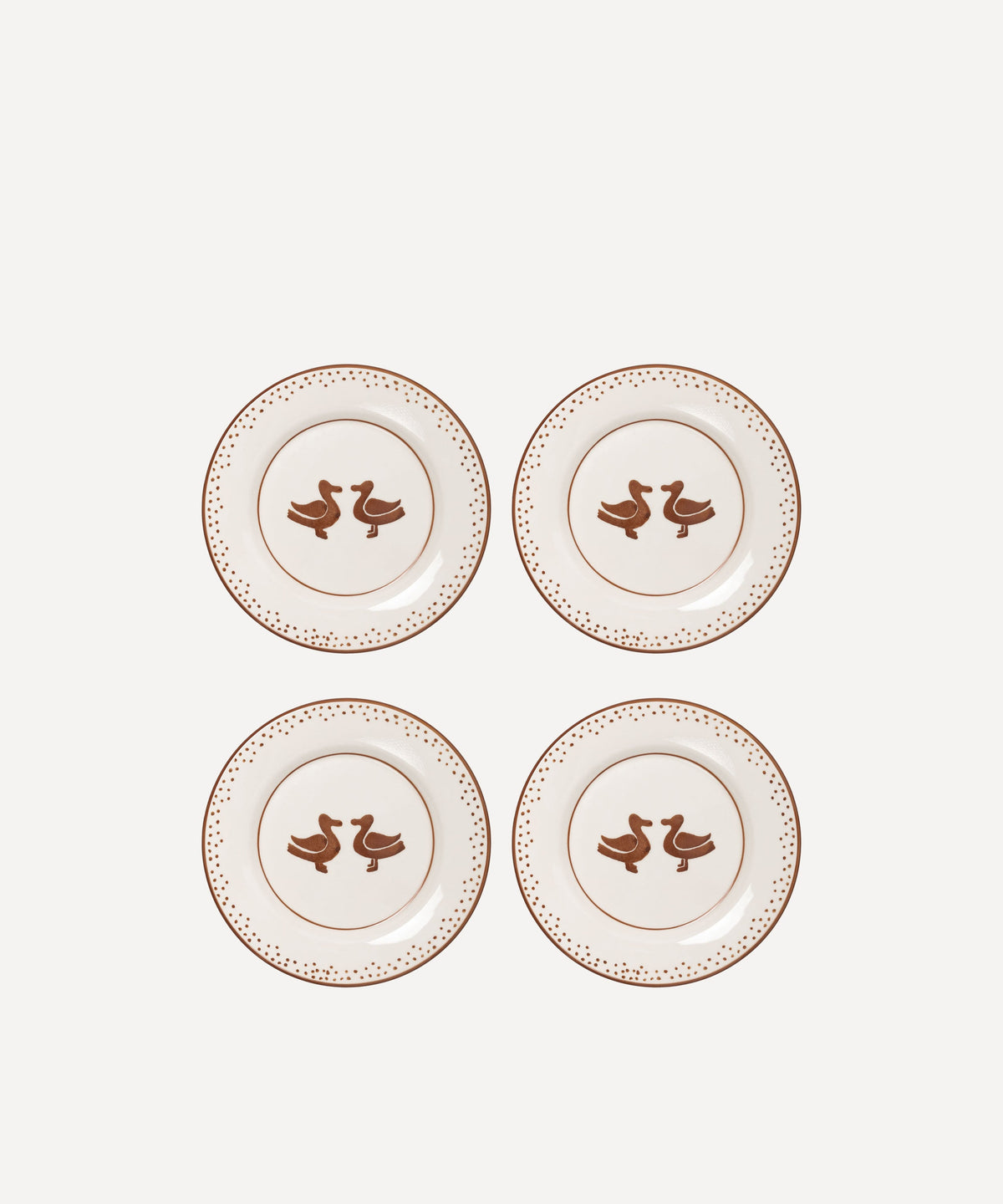 4er-Set Handbemalte Dessertteller | Enten