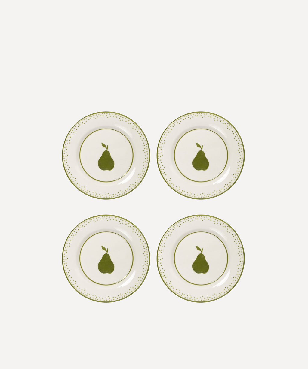 Set de 4 Platos de Postre Pintados a Mano | Pera