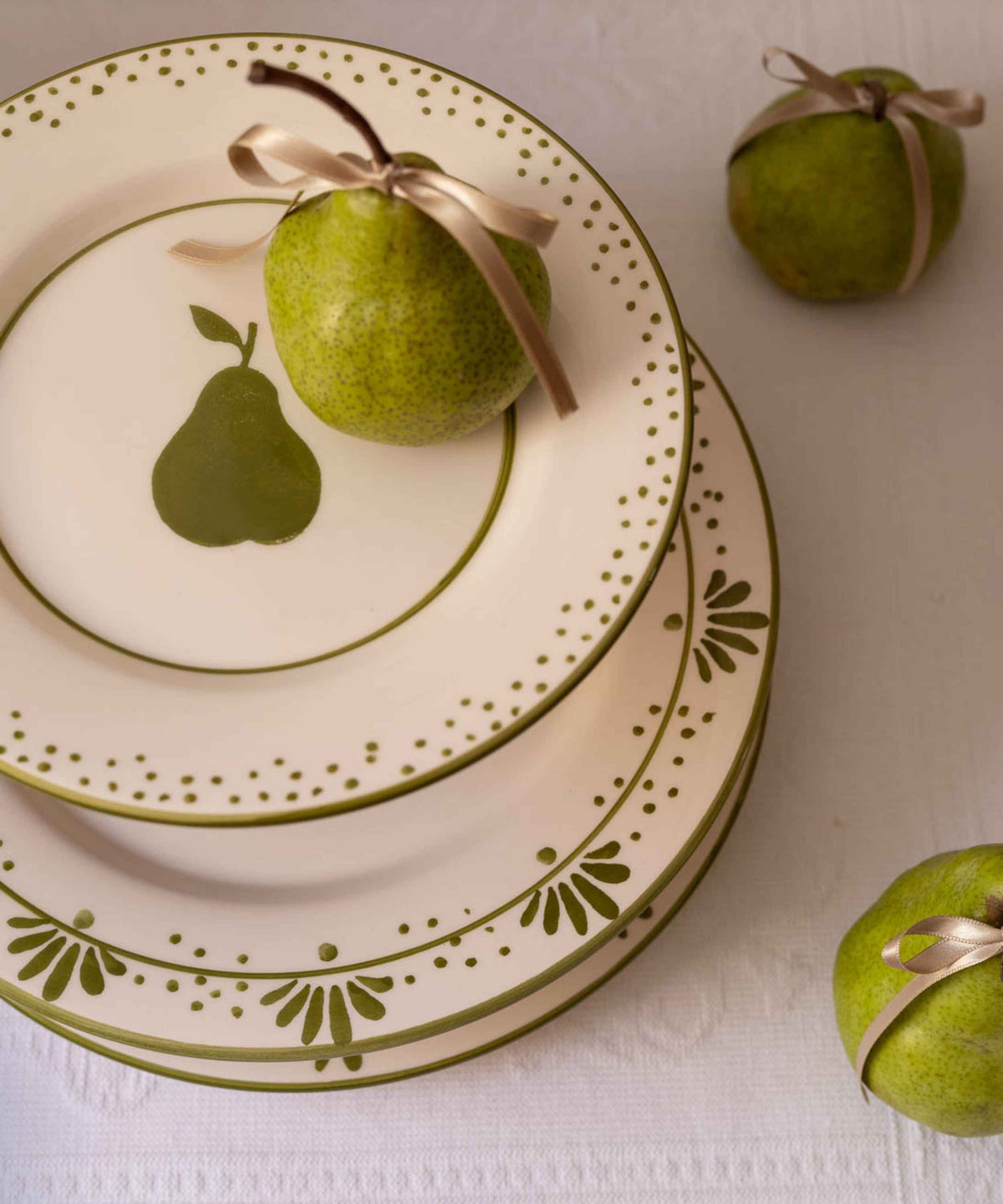 4er-Set Handbemalte Dessertteller | Birne