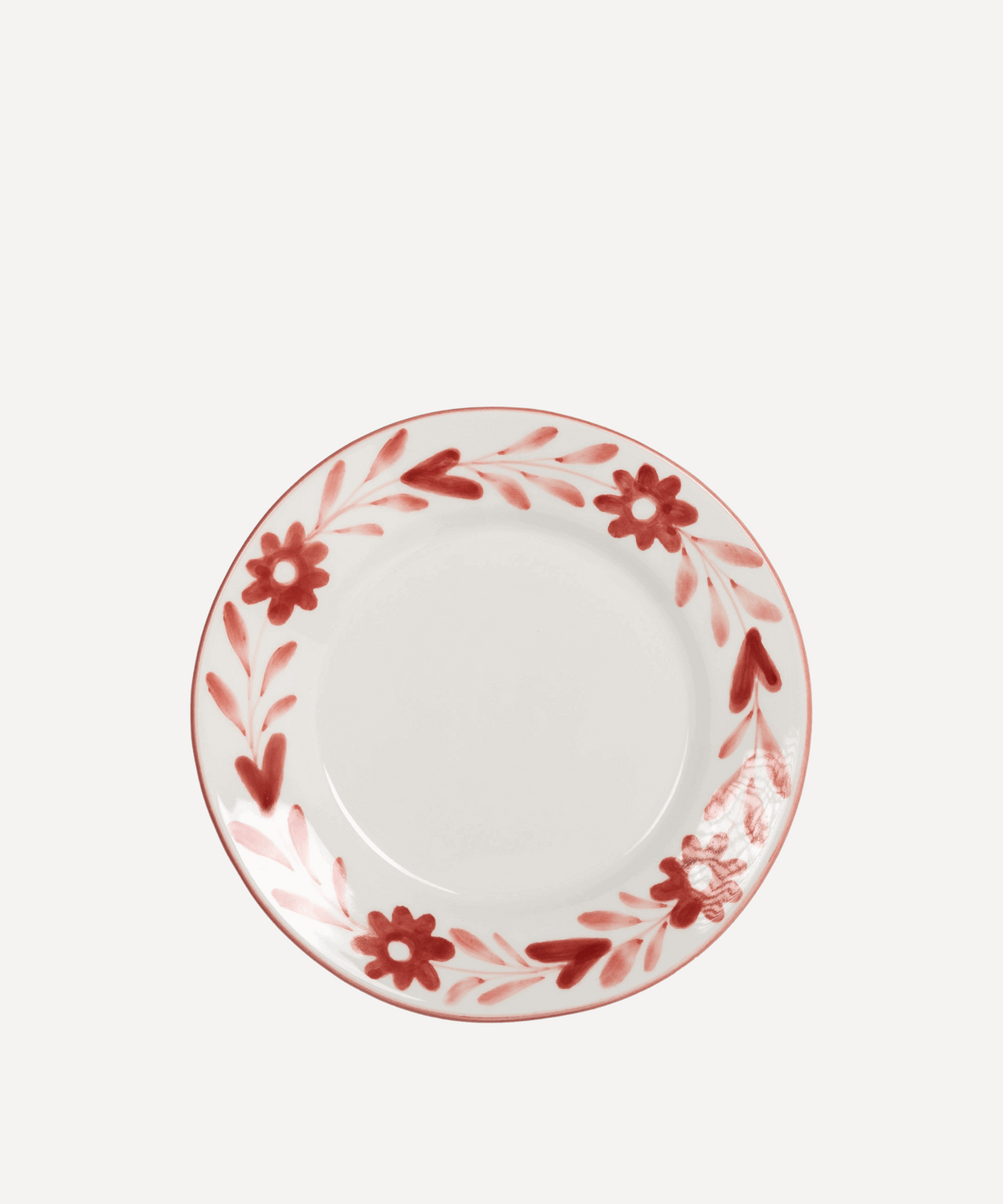 4er-Set Handbemalte Dessertteller | Bordeauxrote Blumen